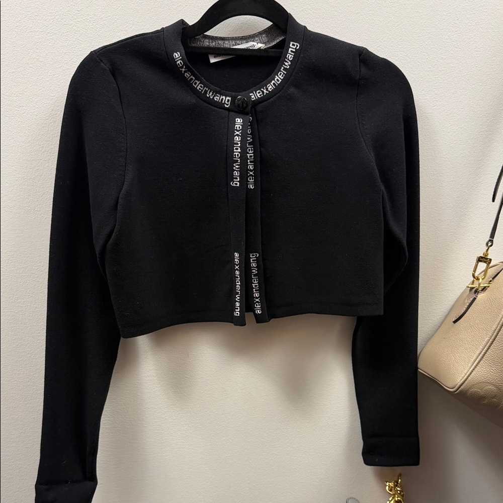 Alexander Wang Black Logo Trim Cardigan